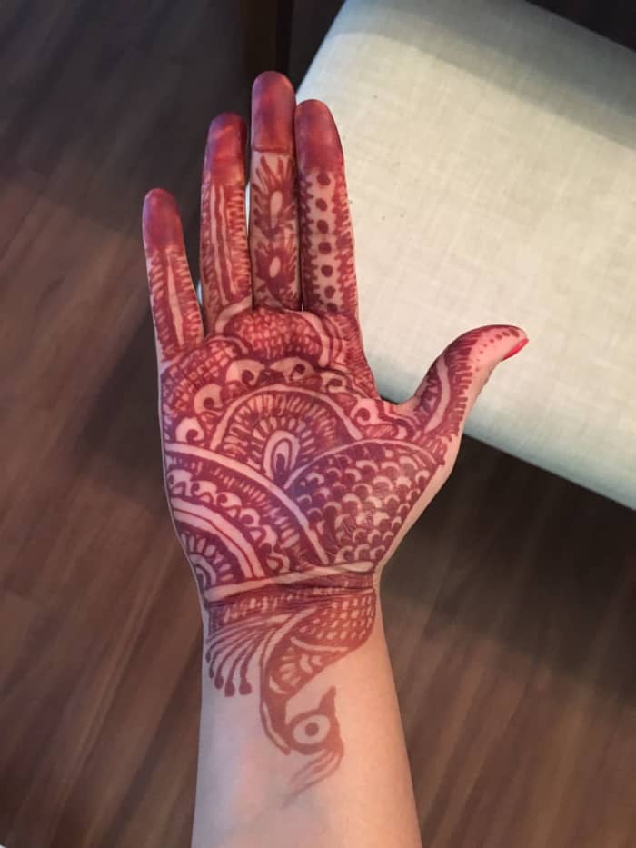 The Mehandi design looks something like this after it is taken off after few hours
