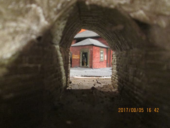 Looking through the underpass at the goods office... The arches at both ends still need to be completed with capping