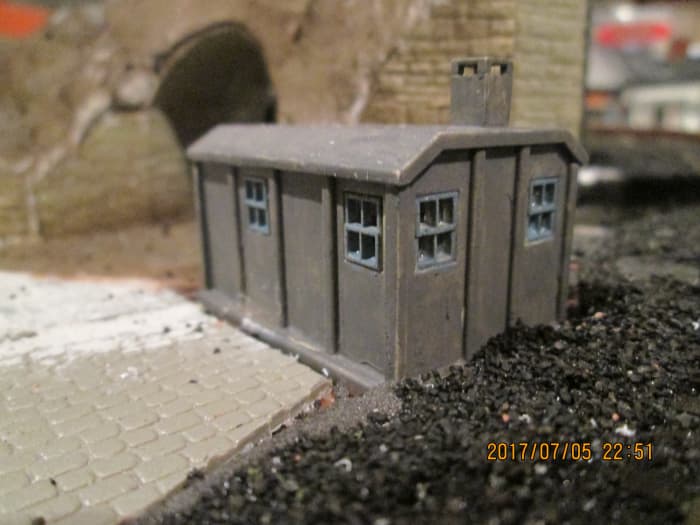 The back view - a small chimney topped this end of the structure, a small stove heated the space within for gangers (track workers) in their breaks