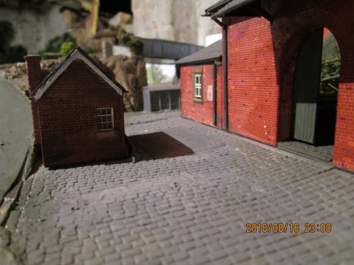 The goods shed again, the view from this side to the overbridge past the weigh office and weighbridge