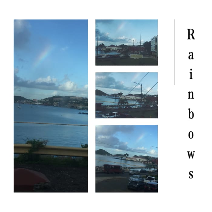 December 11, 2018 @ 7:59am. Captured rainbow driving on De Beltjen Rd. Short cut hill behind the court house. over lookinf the waterfront.