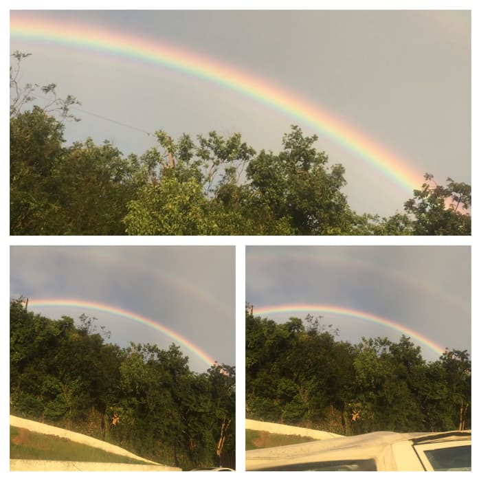 December 27, 2018 @ 7:11am Phenomenal View. I look to my right and i saw a 2 second rainbow, then i look to my left and WALLAh! a rainbow at my driveway.