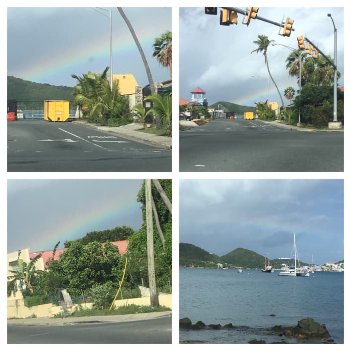 Phenomenal view of a rainbow. Captivated on July 19, 2018 by Photographer Stanley Griffin. Looking over Havensight. At the stop light by Wendy's, driving westward on water front the rainbow illusion continues over Water Island.