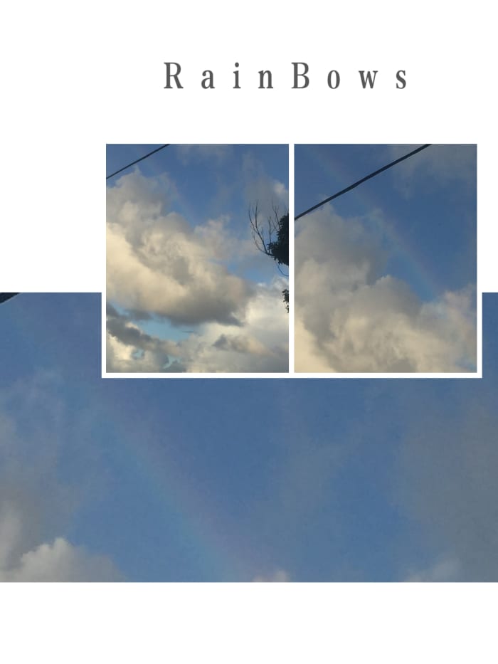 December 7, 2018 @ 7:15am, captured westward at a 60 degree angle. I dont know how i really knew this rainbow was over my head. I just look straight up that day and i was astonished by my finding. I smile inside my thoughts all day. Cheers Everyone!