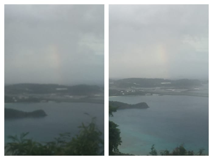 Captured a rainbow in the haze, barely seen but it’s there in the haze. Amazing, it was raining on top the mountain, the sun was setting and the drizzle at the distance gave a spectrum. I saw it, now it’s my collection. October 8, 2018@5:38pm Monday