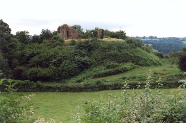 The much-decayed ruins of Rosamund's home, Clifford Castle in the Wye Valley in Herefordshire, England.