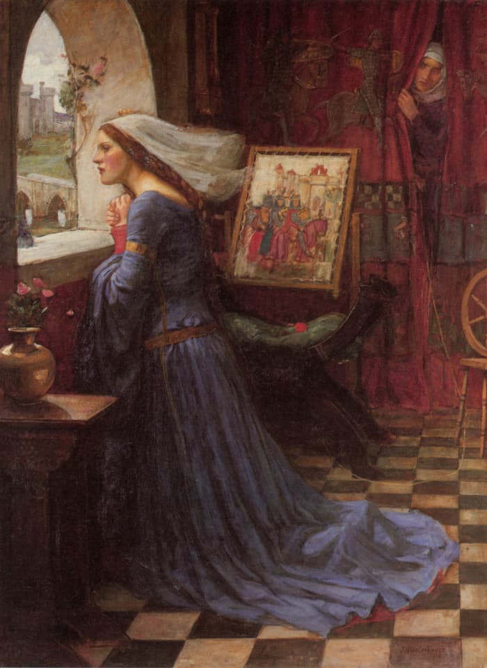Fair Rosamund as portrayed by John William Waterhouse, an artist deeply influenced by the Pre-Raphaelite Brotherhood.