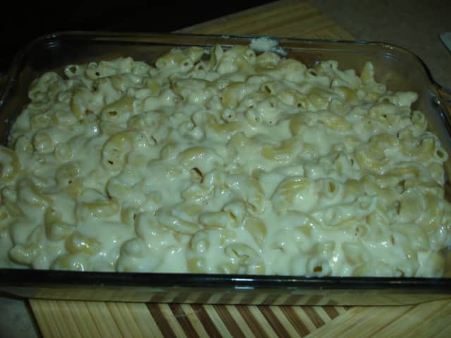 Mac and cheese chilling before making into balls for the Cheesecake factory fried mac and cheese balls