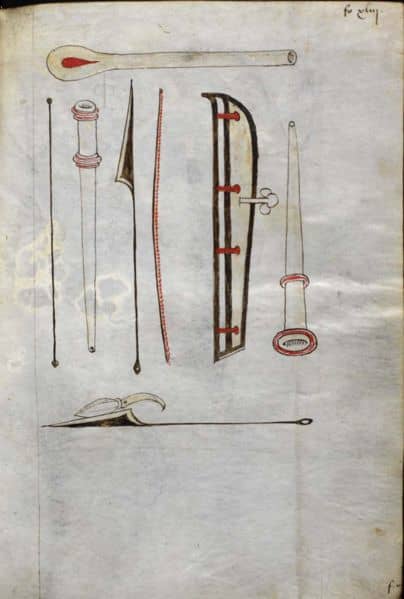 Medieval surgical instruments used for blood letting.