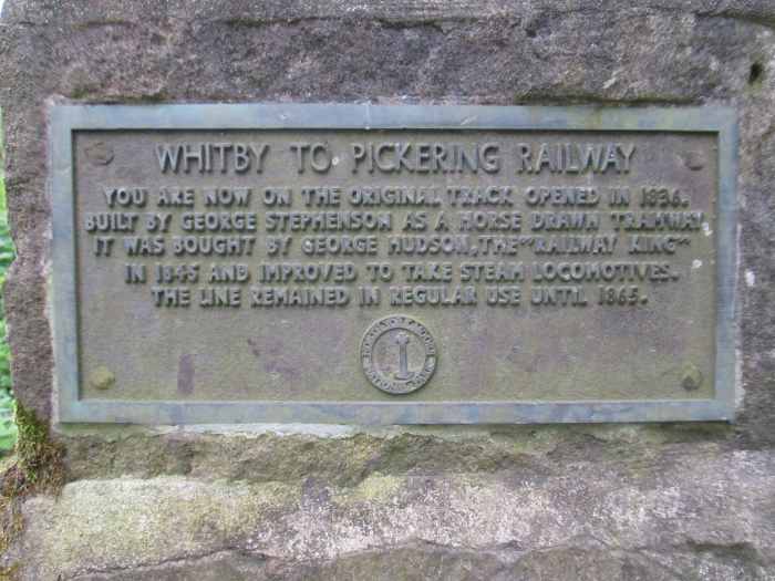 Along the original trackbed constructed by George Stephenson is this plaque put here by the National Park authority to commemorate this historic landmark