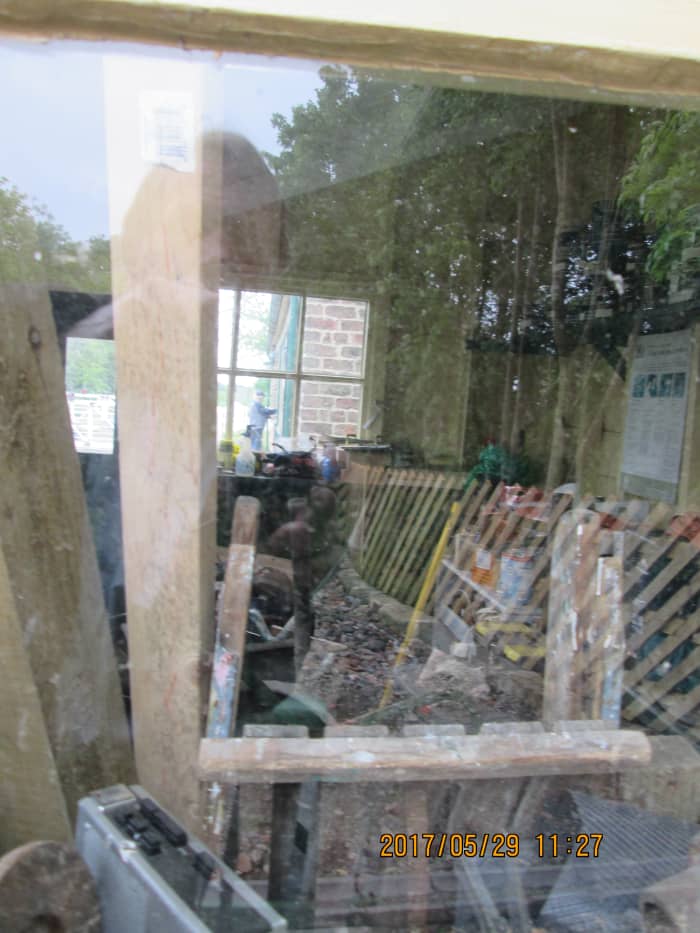 A look inside the old signal cabin reveals a jumble of assorted material awaiting attention