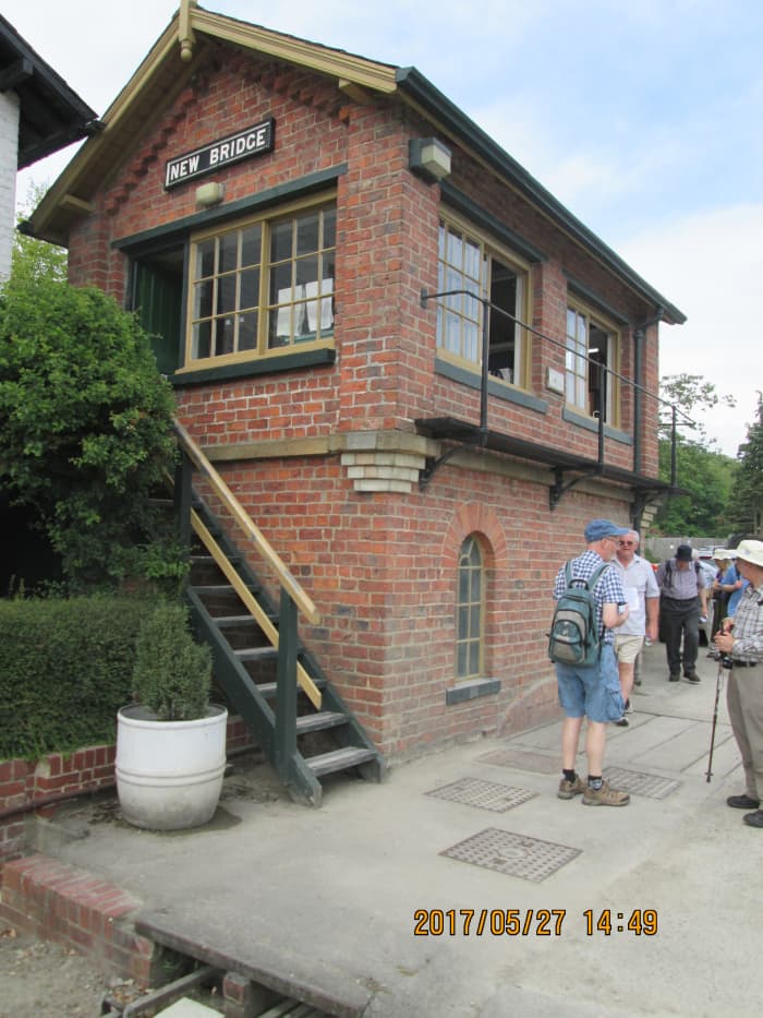 From the south side of New Bridge signal cabin, built in the style of the North Eastern Railway's Central Division with round-topped windows that hide the store room.