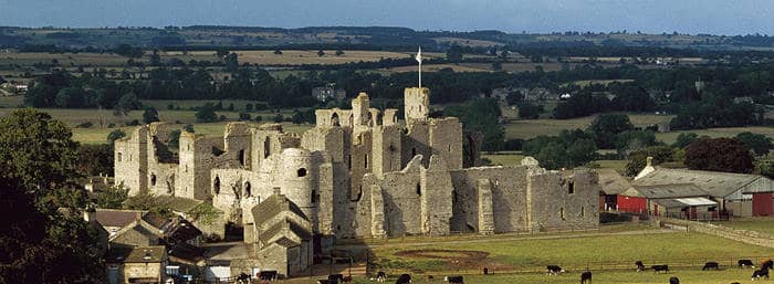 Middleham Castle from the south - evident from the foreground is Middleham's modern role as a training centre for racehorses, a role Richard would have endorsed heartily