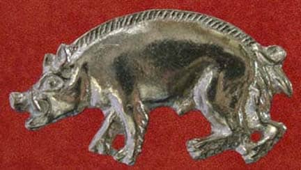 Richard III boar emblem replica - "a hunting we will go..." Richard as Duke of Gloucester saw the boar in the way a Norseman or Celt, as a steadfast defender of what is his