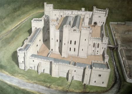 Reconstruction of Middleham Castle in its heyday, a stronghold adapted for luxury living with feasting hall and all 'mod cons'