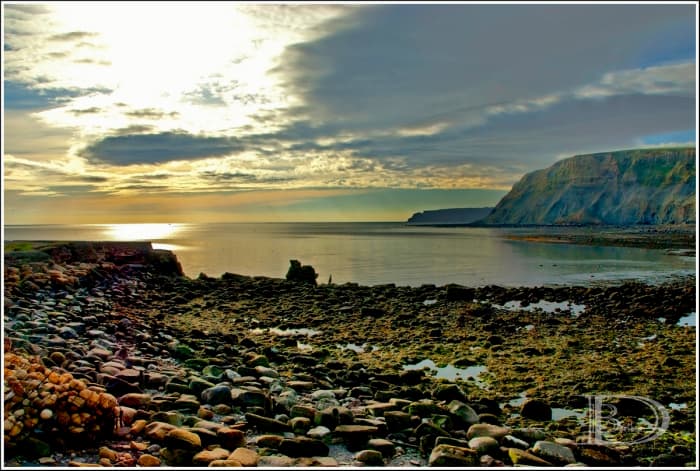 Port Mulgrave - originally known as Port Rosedale - early morning looking along the cliffs toward the sunrise