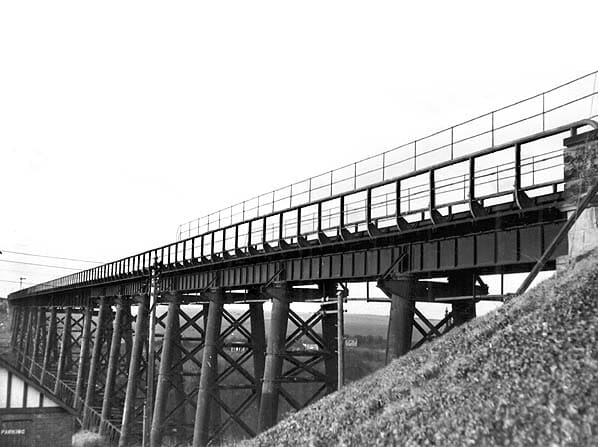 Staithes viaduct, of tubular steel built for the extension of the line from Loftus to Whitby - a wind gauge mounted at this end measured the force of winds off the sea. If it read too high passengers had to detrain and take the bus onward to Loftus