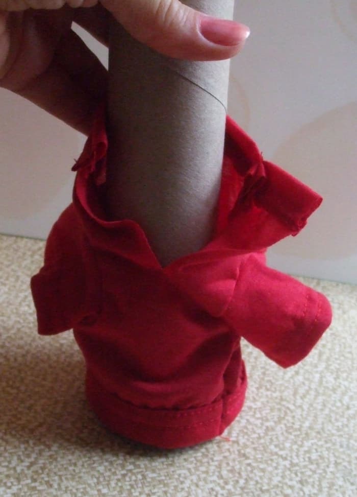 This was my original slit to make the shirt neck opening big enough to pull over the kitten's head.