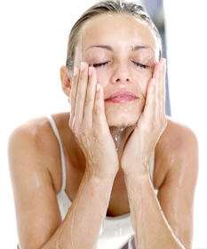 Rinse your face with warm water and remove all traces of face cleanser lotion.