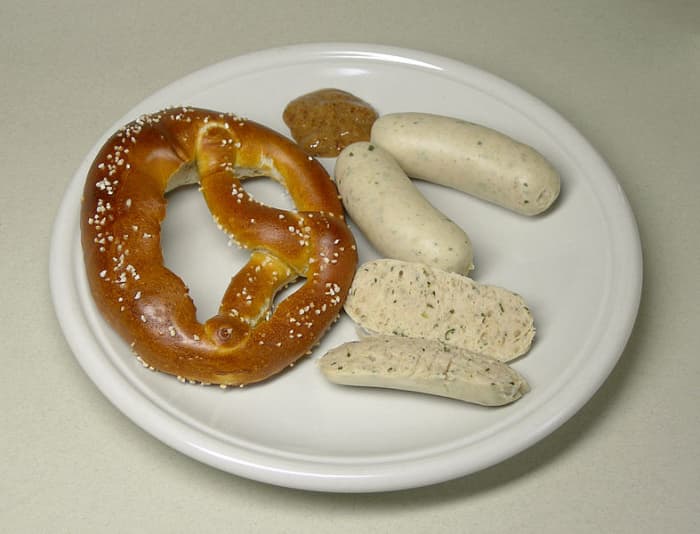 On this plate are Bavarian sausages, which were a favourite food of Hitlers according to those who knew him best.