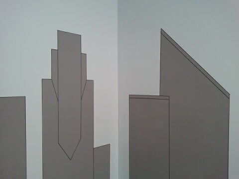 This shows where the Gotham City skyline wraps around the corner where the headboard of the bed is.