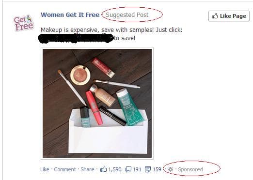 Suggested Posts or Sponsored links are designed to look like regular posts from your friends.