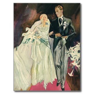 Whenever a brides taste was for artistic, modern, and simple, a few stems created just the right effect. Vintage Wedding, Bride and Groom, Newlyweds Postcard