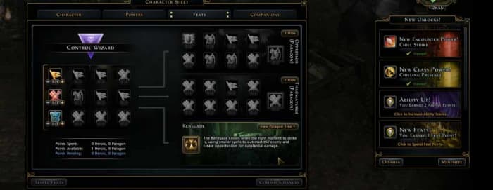 Distribute feat points to make the control wizard a maniac of control and destruction in the battlefield.