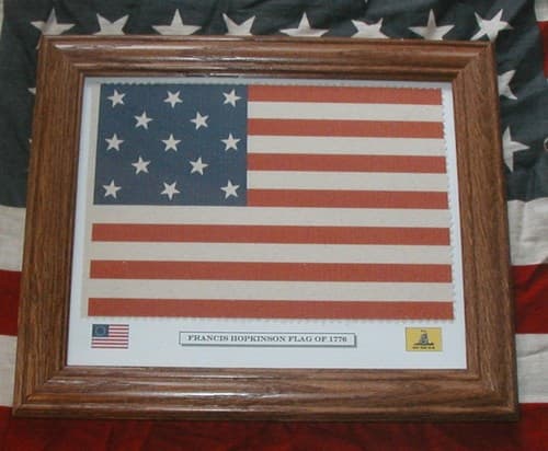 Click to view larger image Have one to sell? Sell it yourself Framed Revolutionary War Flag, 13 Star American Flag, Francis Hopkinson Flag