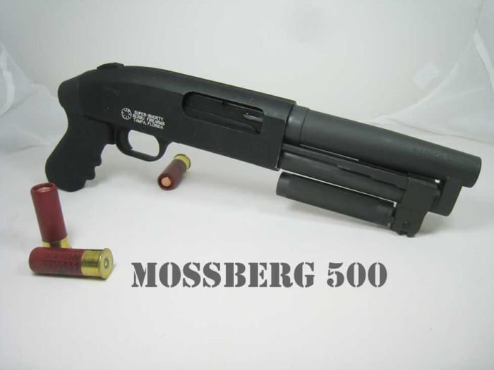 One last crazy iteration of this awesome weapon: the super Shorty, a shotgun built on the Mossberg 500 platform that can be stashed just about anywhere.