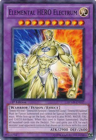 I don't know about you, but if someone comes to me telling me they're a hero, I'm going to be a little suspicious. Do REAL heroes go around with the word "Hero" in their name? I'm watching you Mr. Elemental Hero Electrum...