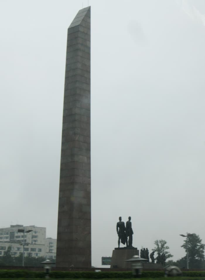 Oblisk in the Monument on Victory Square in Ploshchad Pobedy (Victory Square) in St. Petersburg, Russia