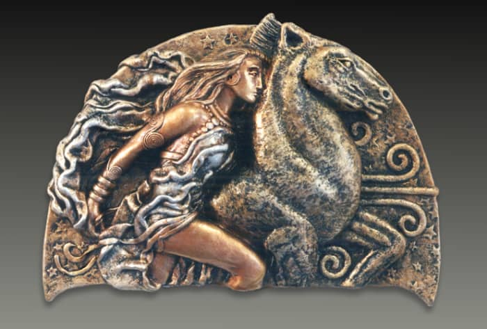 A realistic likeness in a 'frieze' of Epona, the Celtic horse goddess.