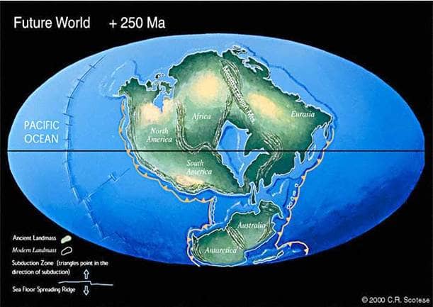 As continents Evolve, there's speculation that they might end up looking like the picture above dubbed Future World-or Pangea Ultima