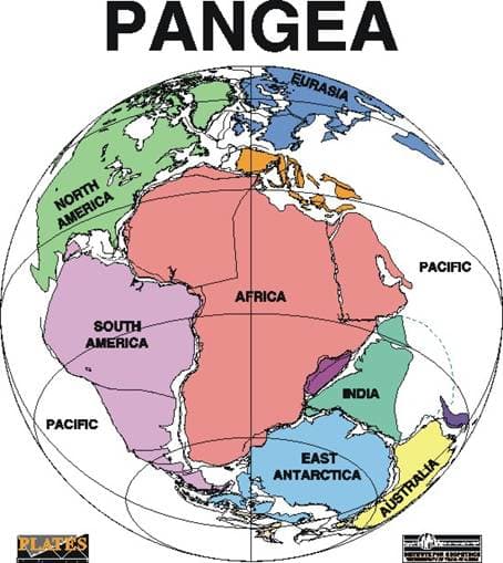 Pangea/Gondwanaland - For hundreds of millions of years, all the land of Earth was joined together in one large mass or super continent. Scientists call it Pangaea (meaning "all lands" in Greek) Then about 200 million years ago the land began to drif