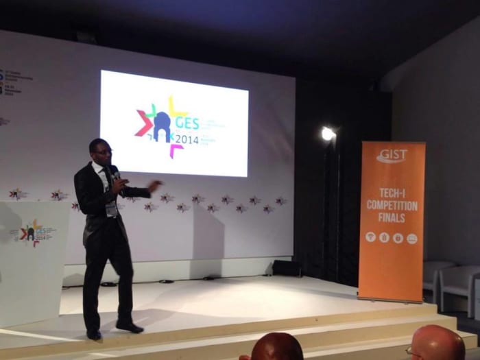 Igili Onyedika presenting his project in Morocco. He was shortlisted as one of the finalists in the competition held by Tech-I. He titled his own project Waste to Point. The young Nigerian was empowered by the company and he empowers others.