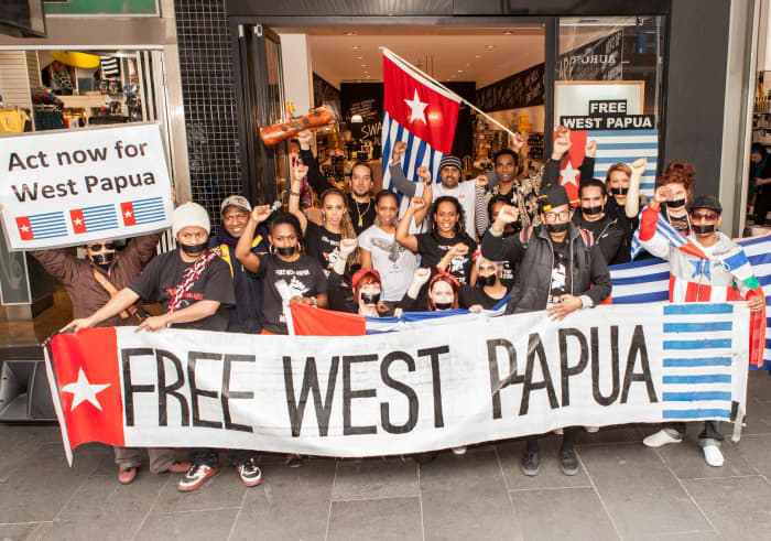 Join the global movement for West Papua. The photograph is of a protest in Melbourne, Australia, in August 2012.