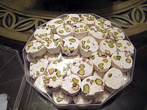 The Iranian nougat, gaz, is traditionally flavored with a sweetening agent produced from the anus of a small plant-feeding insect.