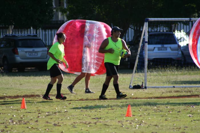 The role of a referee or umpire in bubble soccer is very different to a regular football game. It helps to have two refs on the field during a bubble soccer game. Bright vests make it easier for players to see and avoid them.