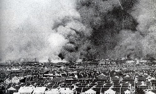 These wrecked Shanghai buildings in 1937 reveals the sheer destructive power of the Sino-Japanese War. Some 187,000 Chinese troops died attempting to defend the city against the Japanese invaders.
