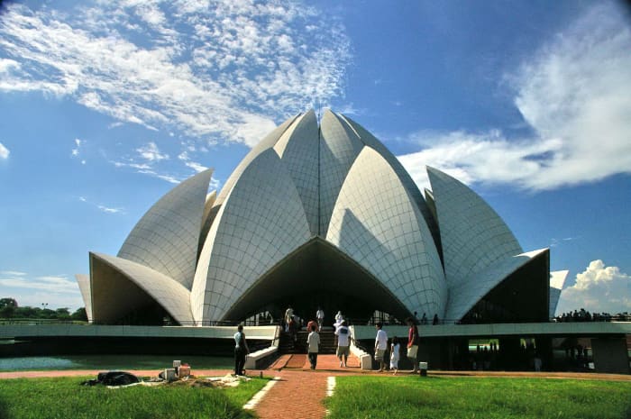 The Lotus Temple at New Delhi, India (This is one of the only 7 temples across the world dedicated to the Ba'hai faith - an eigth one in Ashgabat, Turkmenistan was demolished in 1963 due to safety concerns)