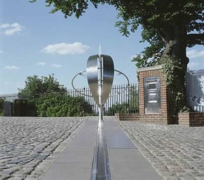 The 0 Degree Longitude (or the Prime Meridian) passing through the Royal Observatory at Greenwich in London, England.
