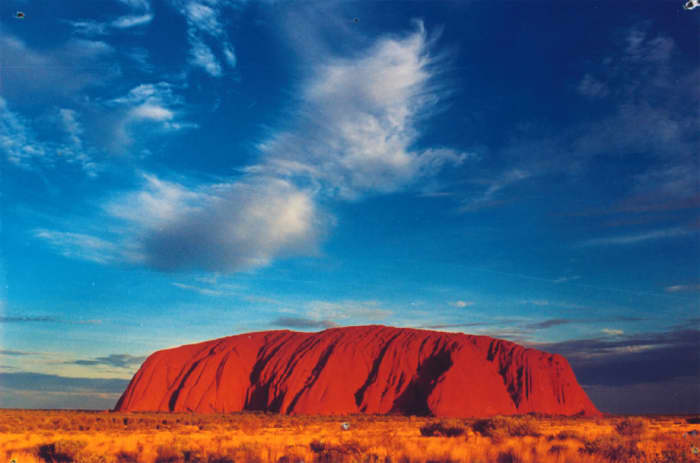 Uluru (Ayers Rock) which is located almost at the geographical center of Australia in the Northern Territory