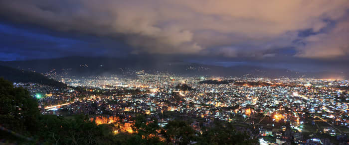 Dawn at Kathmandu, the capital city of Nepal (Photo taken from an uphill town named Nagarkot)