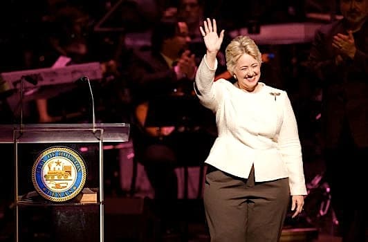 Mayor Annise Parker of Houston Texas who voted for and was instrumental in passing laws that outlaw homeless people in Houston so as to make the city more appealing to people of quality.