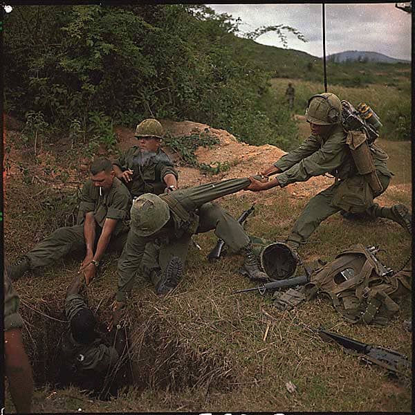 Operation "Oregon," a search and destroy mission conducted by an infantry platoon of Troop B, 1st Reconnaissance Squadron, 9th Cavalry, 1st Cavalry Division (Airmobile), three kilometers west of Duc Pho, Quang Ngai Province.