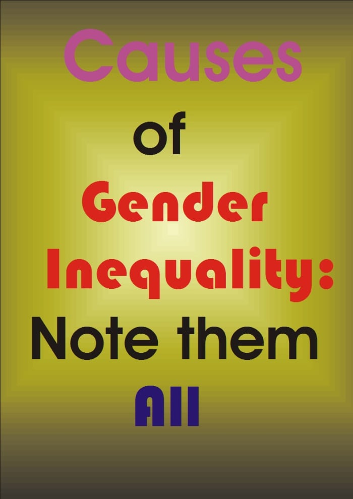 Many causes of gender inequality including religion, culture, poor gender empowerment and others.