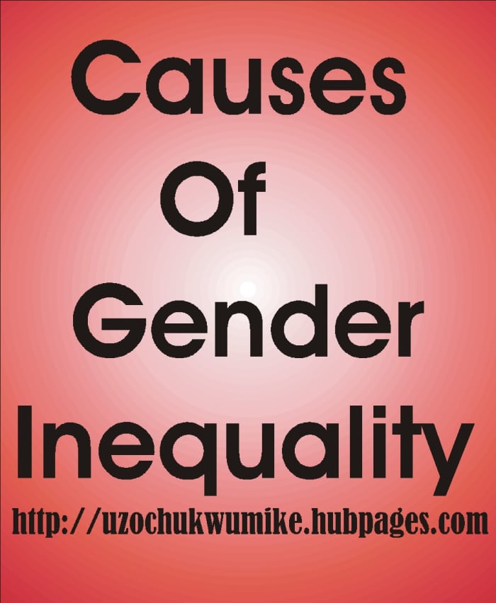 Gender inequality in the world. The causes of global gender inequality. The illustration explains what the topic is all about.