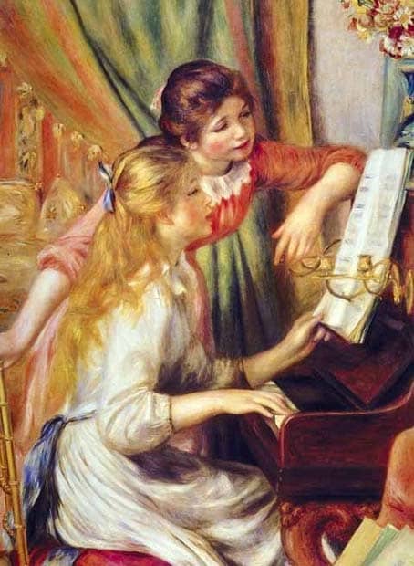 Young Girls At A Piano is more representative on Renoir's later work, where he focused more on people.