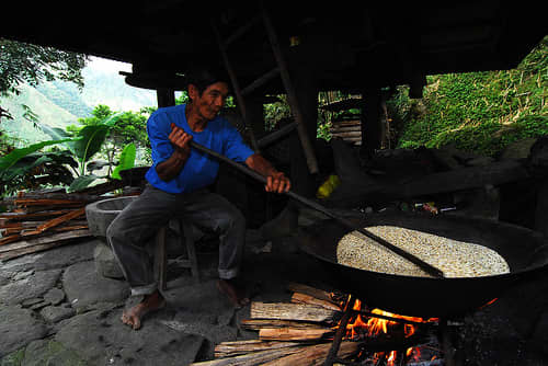 A Native Ifugao Roasting Rice to Make Tapuy Rice Wine (Photo courtesy by Greenpeace Southeast Asia from Flickr.com)
